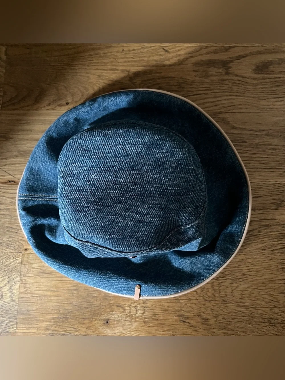 Louis Vuitton Blue Denim Bucket Hat with Tan Leather Monogram